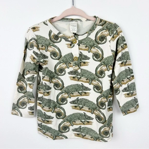 Kate Quinn The Woods Lizard Print Toddler Long Sleeve NWT - Picture 1 of 7